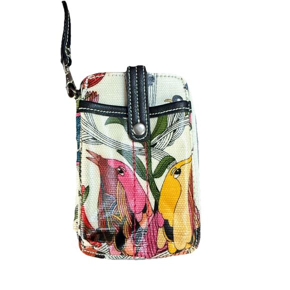 Sak Root Wristlet Wallet Clutch Artist Circle Peace Bird Floral Sketch Artsy Y2K - Picture 2 of 6